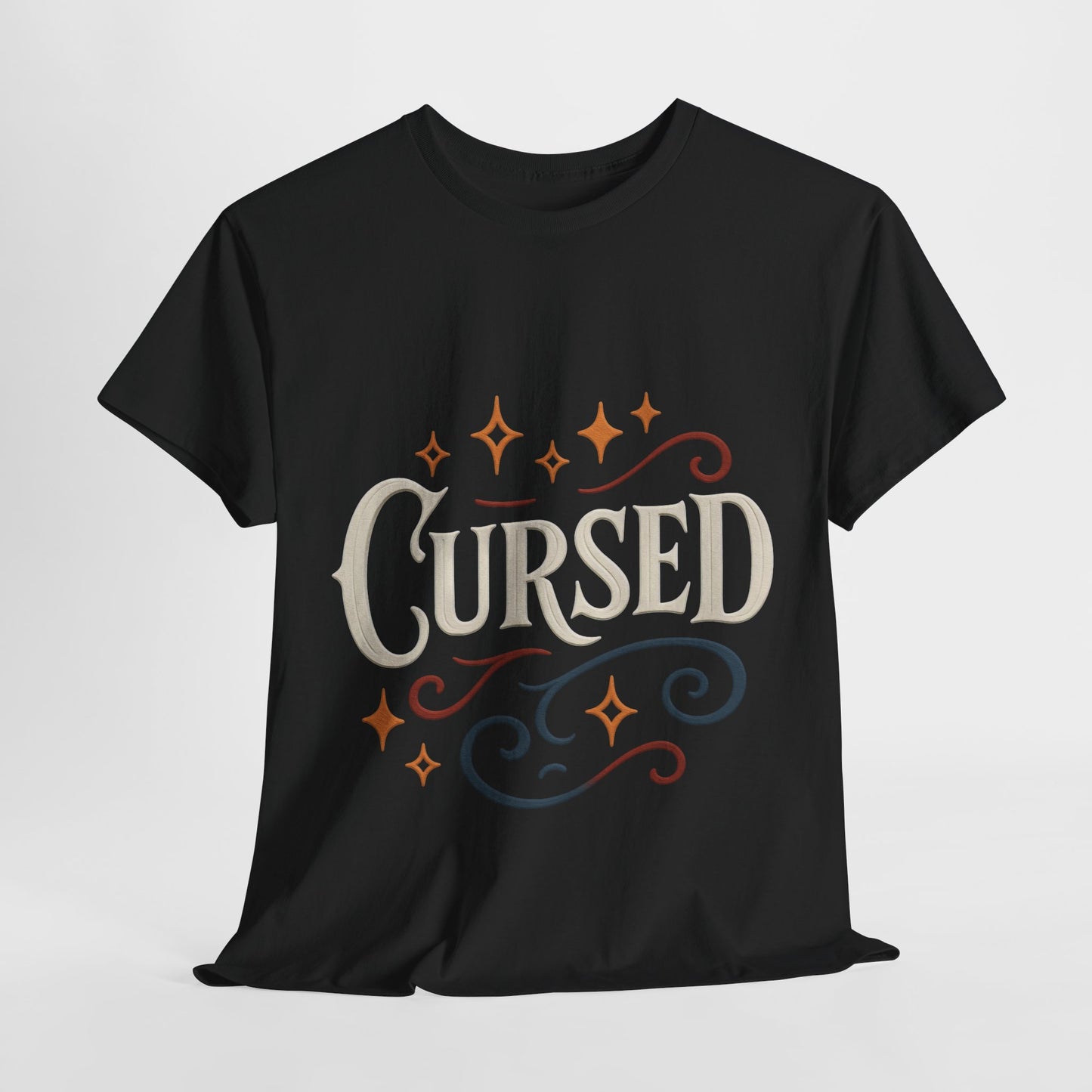 Cursed Unisex Heavy Cotton Tee, Halloween T-Shirt, Graphic Tee, Vintage Style Shirt, Gift for Occult Lovers, Clothing