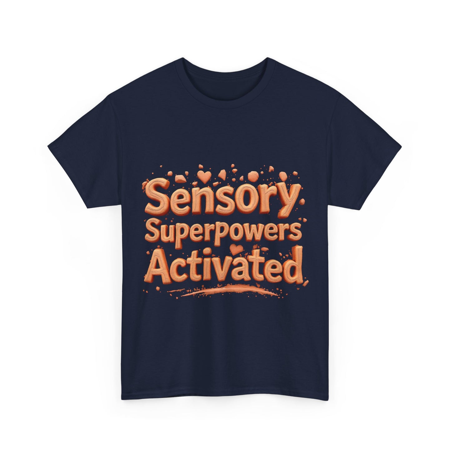 Sensory Superpowers Activated Unisex Heavy Cotton Tee, Comfortable T-Shirt, Gift for Neurodiverse Friends, Casual Wear, Unique Design