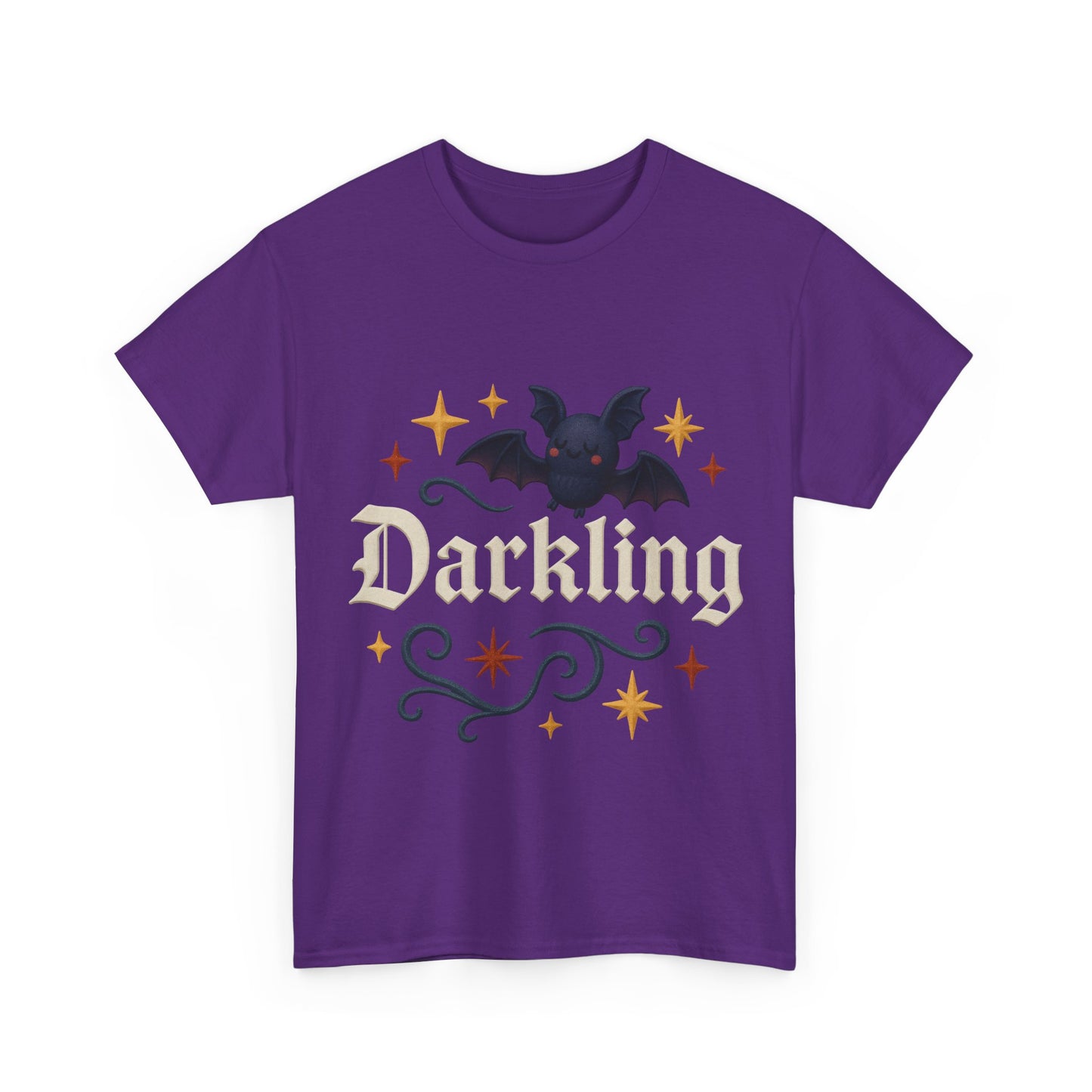 Darkling Bat Graphic Heavy Cotton Tee, Unisex T-Shirt, Gothic Style Tee, Cute Halloween Shirt, Spooky Casual Wear, Clothing