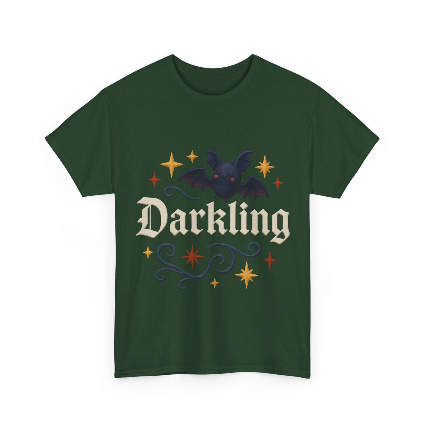 Darkling Bat Graphic Heavy Cotton Tee, Unisex T-Shirt, Gothic Style Tee, Cute Halloween Shirt, Spooky Casual Wear, Clothing