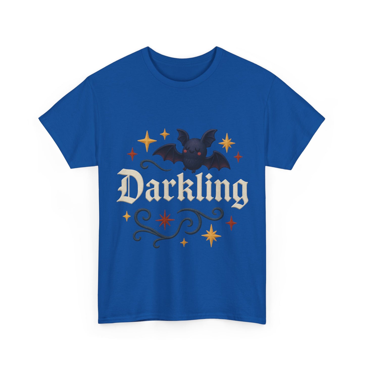 Darkling Bat Graphic Heavy Cotton Tee, Unisex T-Shirt, Gothic Style Tee, Cute Halloween Shirt, Spooky Casual Wear, Clothing