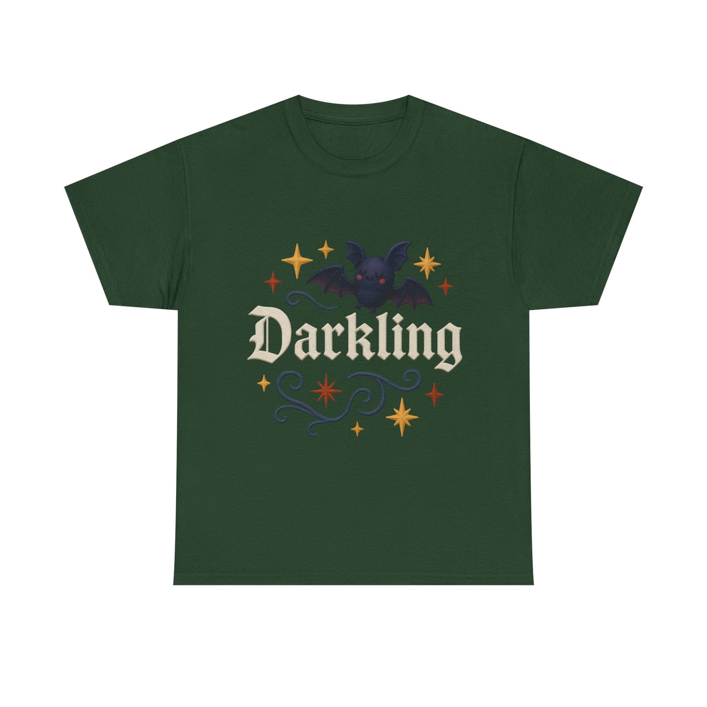 Darkling Bat Graphic Heavy Cotton Tee, Unisex T-Shirt, Gothic Style Tee, Cute Halloween Shirt, Spooky Casual Wear, Clothing