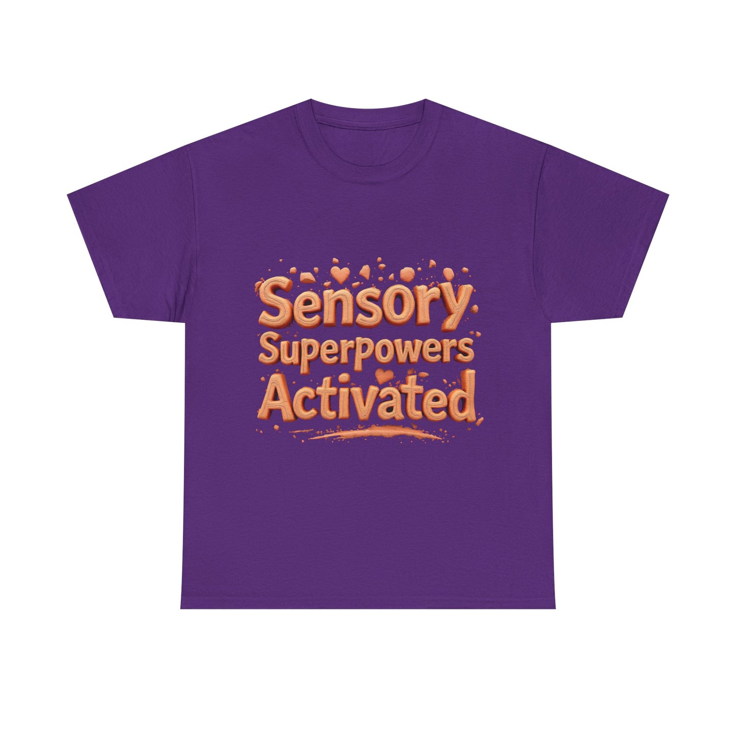 Sensory Superpowers Activated Unisex Heavy Cotton Tee, Comfortable T-Shirt, Gift for Neurodiverse Friends, Casual Wear, Unique Design