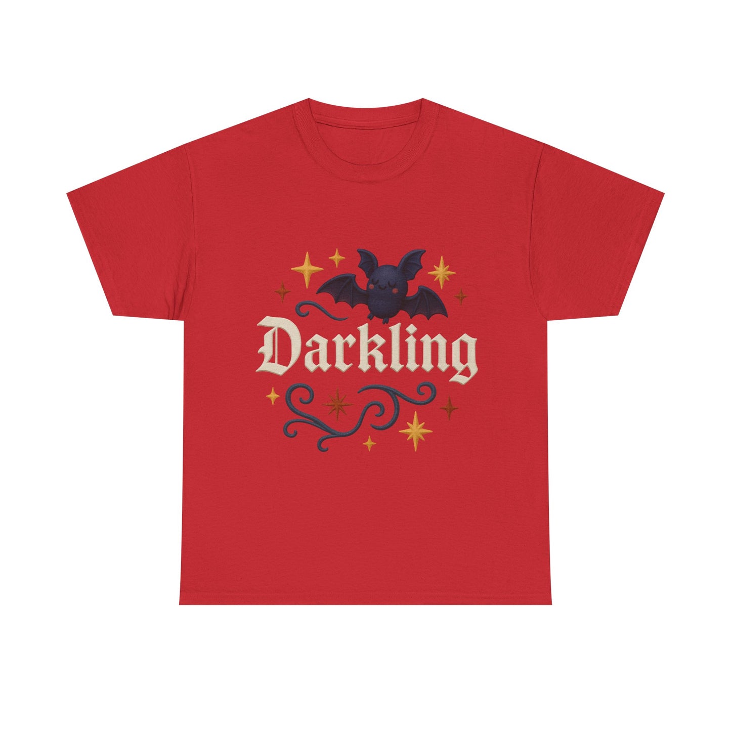 Darkling Bat Graphic Heavy Cotton Tee, Unisex T-Shirt, Gothic Style Tee, Cute Halloween Shirt, Spooky Casual Wear, Clothing