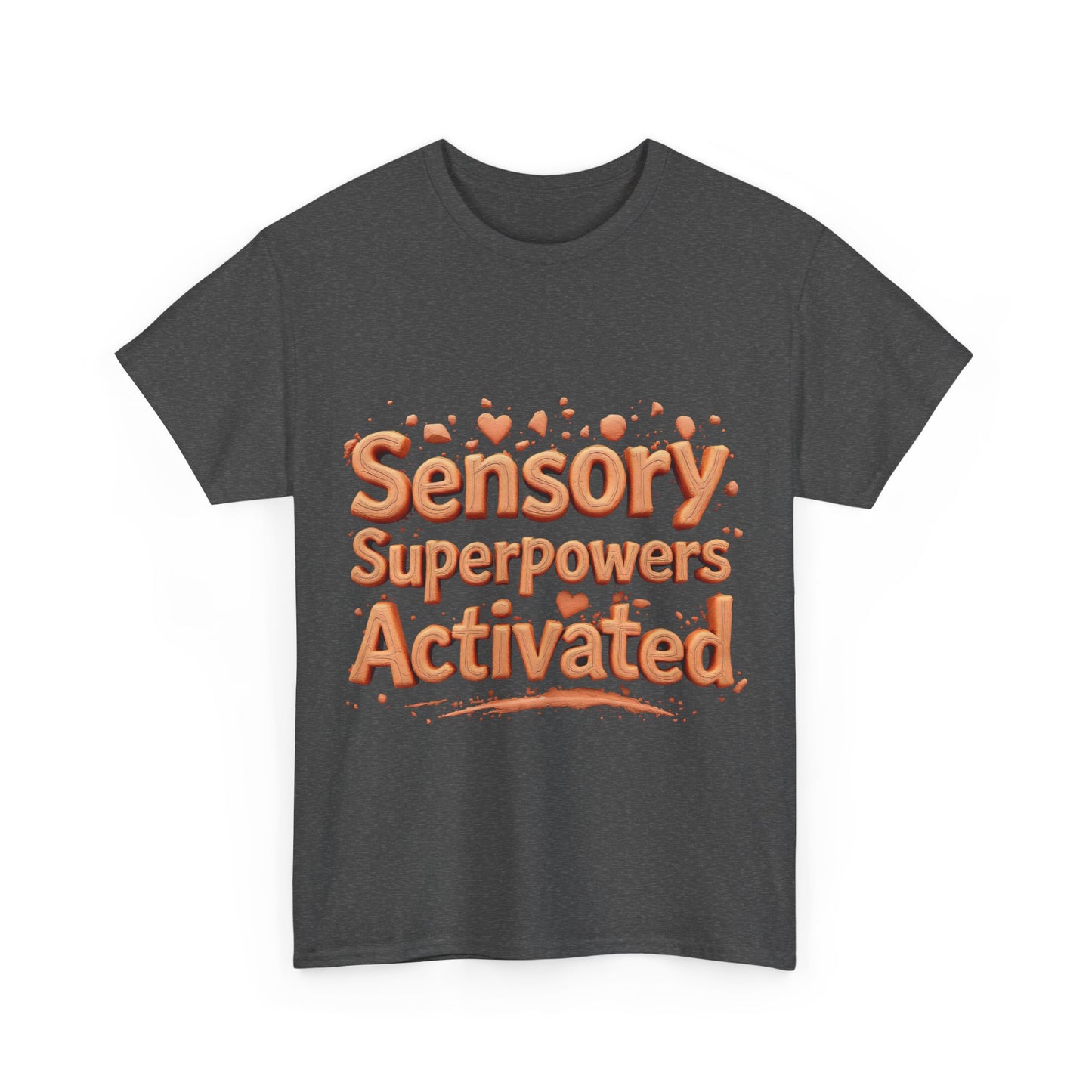 Sensory Superpowers Activated Unisex Heavy Cotton Tee, Comfortable T-Shirt, Gift for Neurodiverse Friends, Casual Wear, Unique Design