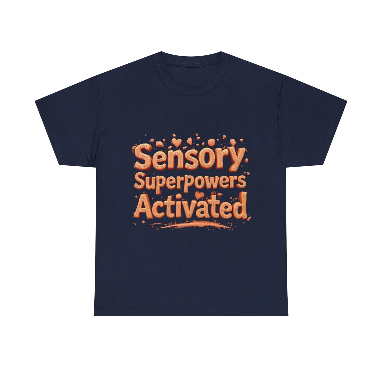 Sensory Superpowers Activated Unisex Heavy Cotton Tee, Comfortable T-Shirt, Gift for Neurodiverse Friends, Casual Wear, Unique Design