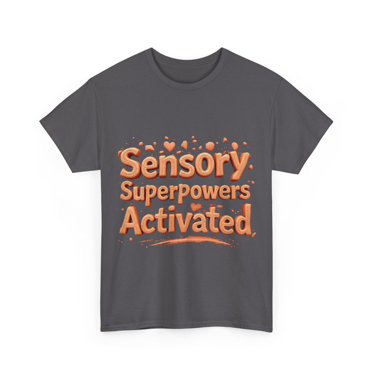 Sensory Superpowers Activated Unisex Heavy Cotton Tee, Comfortable T-Shirt, Gift for Neurodiverse Friends, Casual Wear, Unique Design