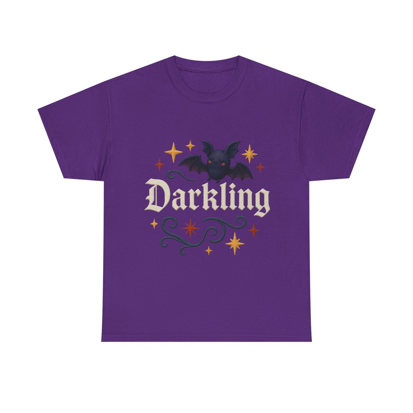 Darkling Bat Graphic Heavy Cotton Tee, Unisex T-Shirt, Gothic Style Tee, Cute Halloween Shirt, Spooky Casual Wear, Clothing
