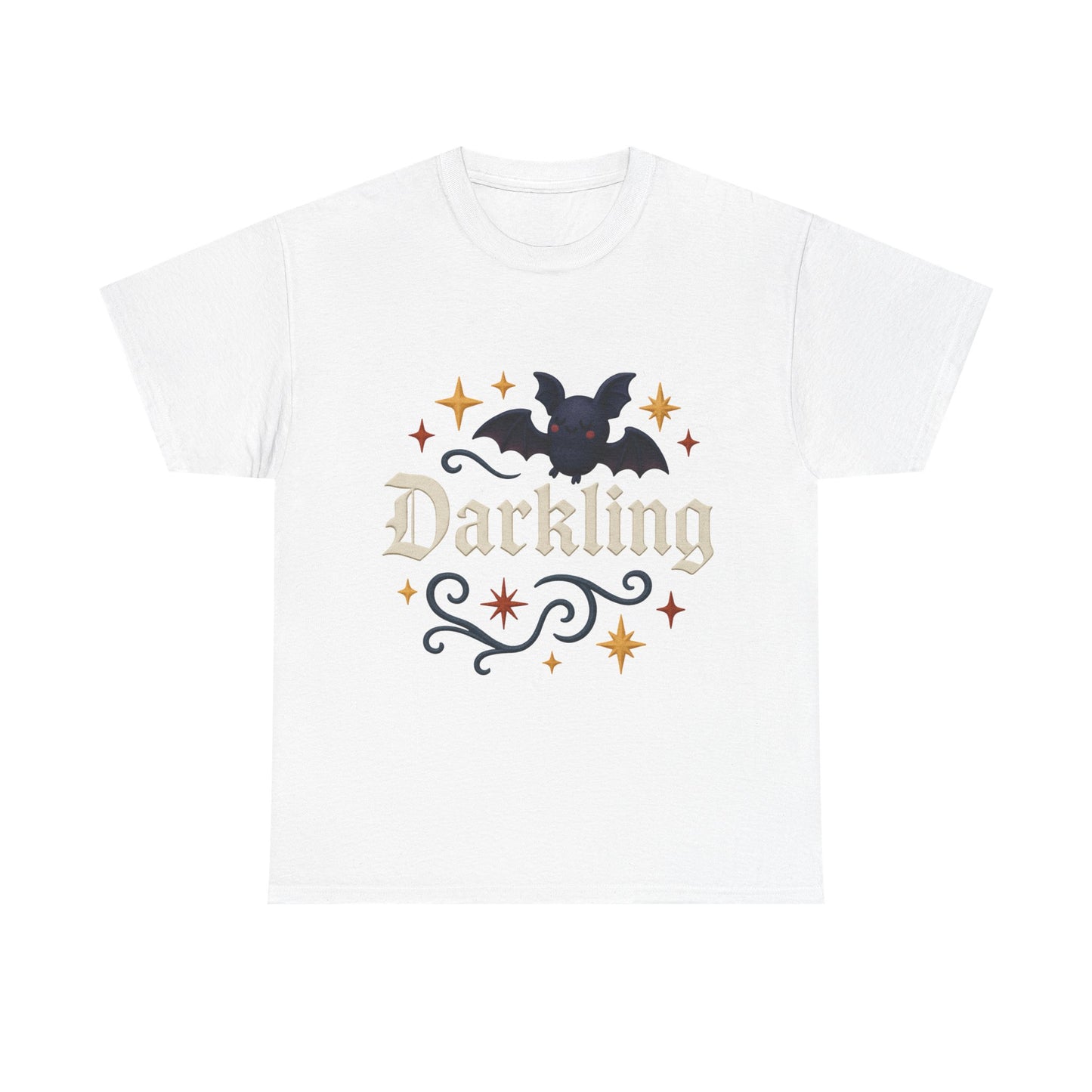 Darkling Bat Graphic Heavy Cotton Tee, Unisex T-Shirt, Gothic Style Tee, Cute Halloween Shirt, Spooky Casual Wear, Clothing