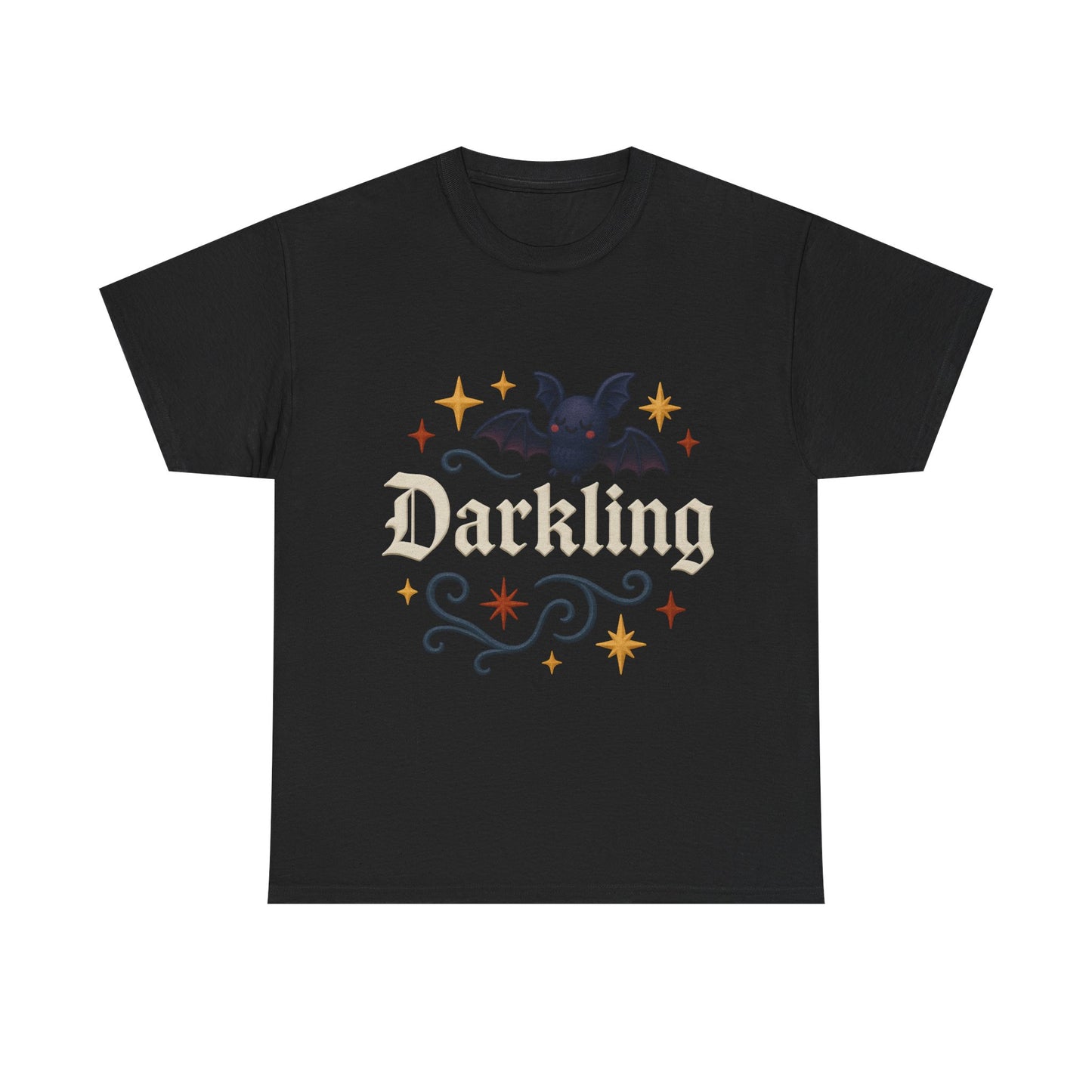 Darkling Bat Graphic Heavy Cotton Tee, Unisex T-Shirt, Gothic Style Tee, Cute Halloween Shirt, Spooky Casual Wear, Clothing