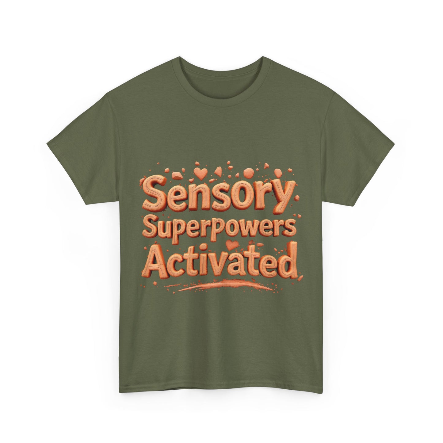 Sensory Superpowers Activated Unisex Heavy Cotton Tee, Comfortable T-Shirt, Gift for Neurodiverse Friends, Casual Wear, Unique Design