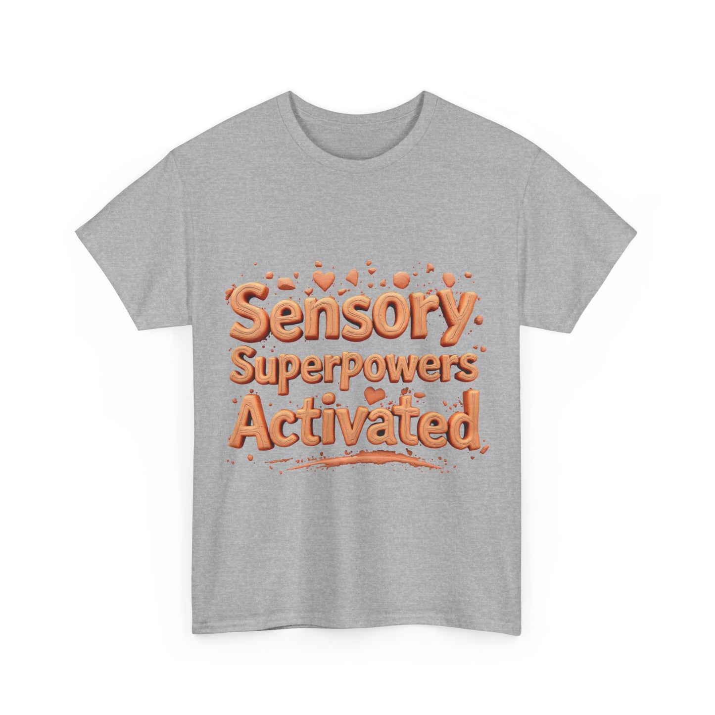 Sensory Superpowers Activated Unisex Heavy Cotton Tee, Comfortable T-Shirt, Gift for Neurodiverse Friends, Casual Wear, Unique Design