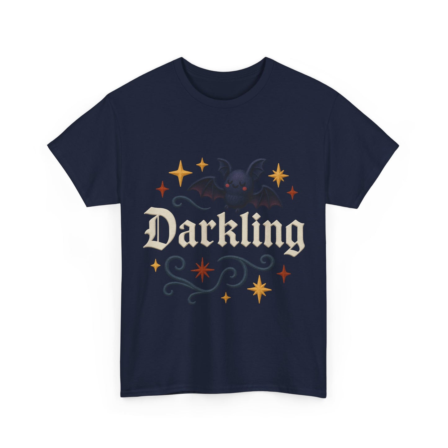 Darkling Bat Graphic Heavy Cotton Tee, Unisex T-Shirt, Gothic Style Tee, Cute Halloween Shirt, Spooky Casual Wear, Clothing