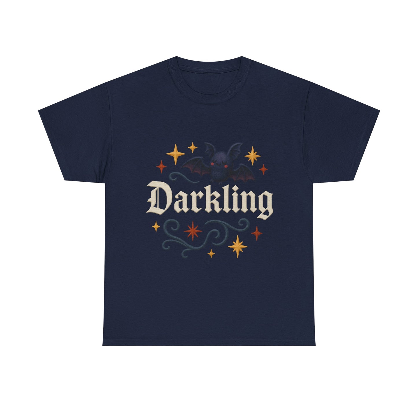 Darkling Bat Graphic Heavy Cotton Tee, Unisex T-Shirt, Gothic Style Tee, Cute Halloween Shirt, Spooky Casual Wear, Clothing
