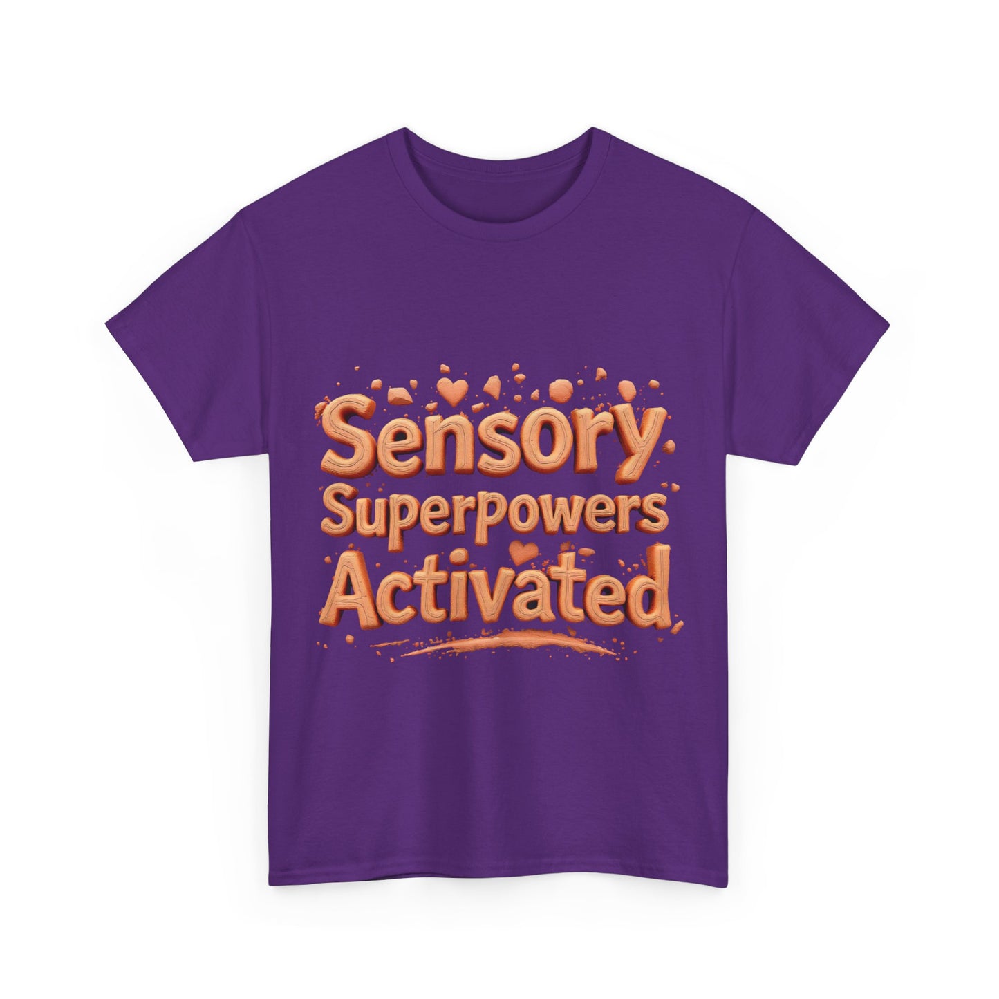 Sensory Superpowers Activated Unisex Heavy Cotton Tee, Comfortable T-Shirt, Gift for Neurodiverse Friends, Casual Wear, Unique Design