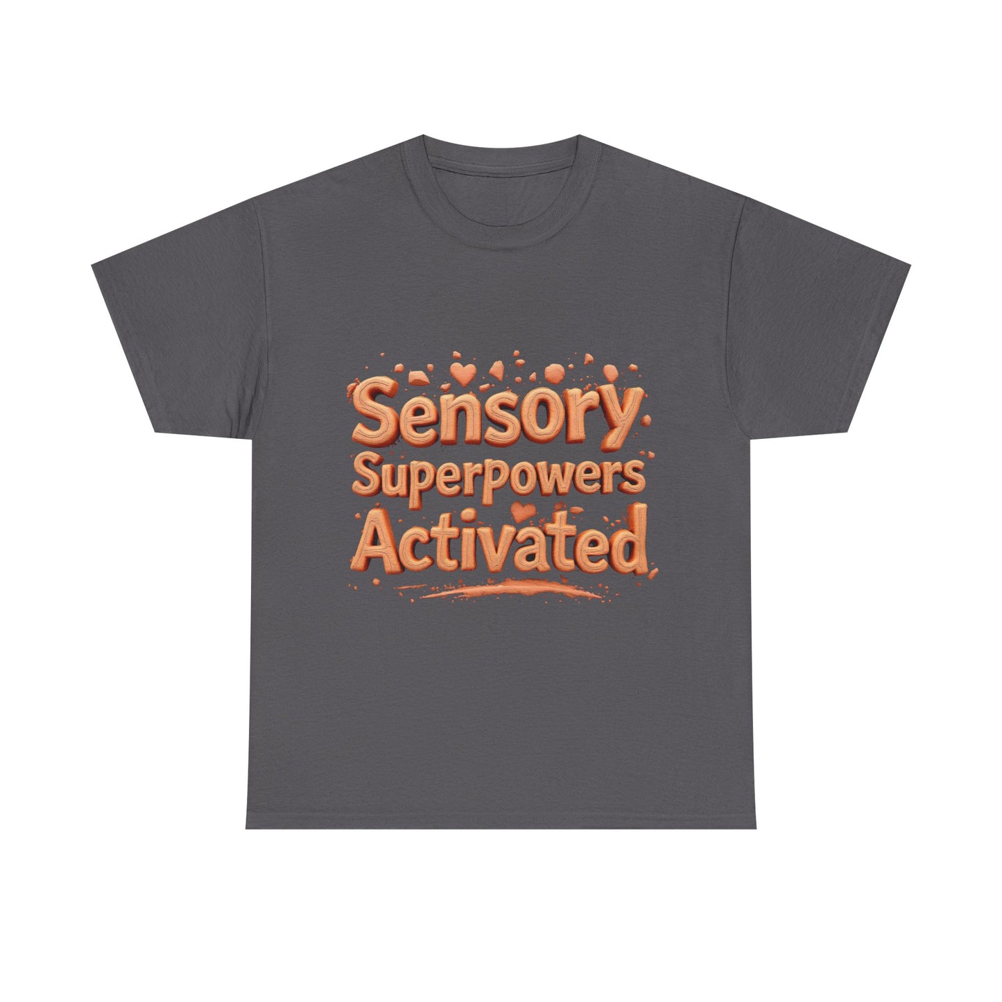 Sensory Superpowers Activated Unisex Heavy Cotton Tee, Comfortable T-Shirt, Gift for Neurodiverse Friends, Casual Wear, Unique Design