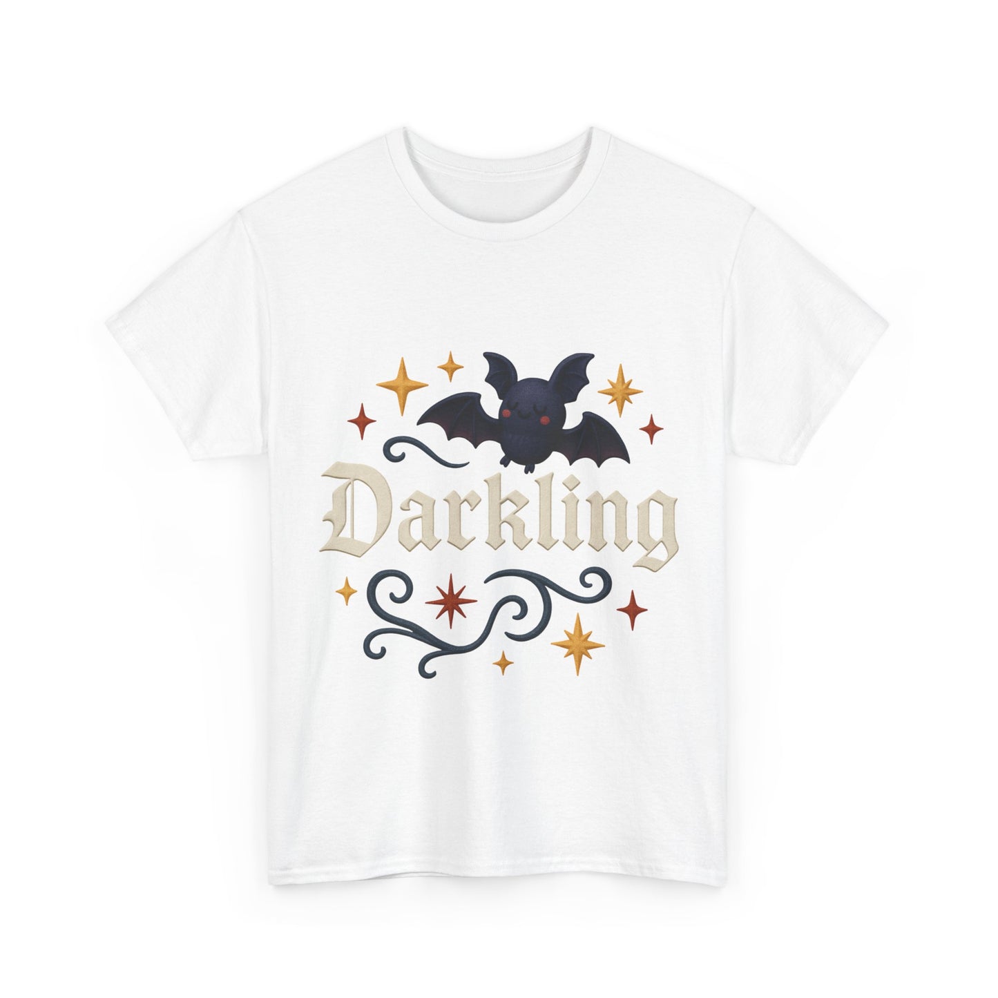 Darkling Bat Graphic Heavy Cotton Tee, Unisex T-Shirt, Gothic Style Tee, Cute Halloween Shirt, Spooky Casual Wear, Clothing
