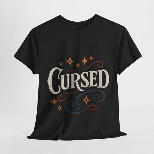 Cursed Unisex Heavy Cotton Tee, Halloween T-Shirt, Graphic Tee, Vintage Style Shirt, Gift for Occult Lovers, Clothing