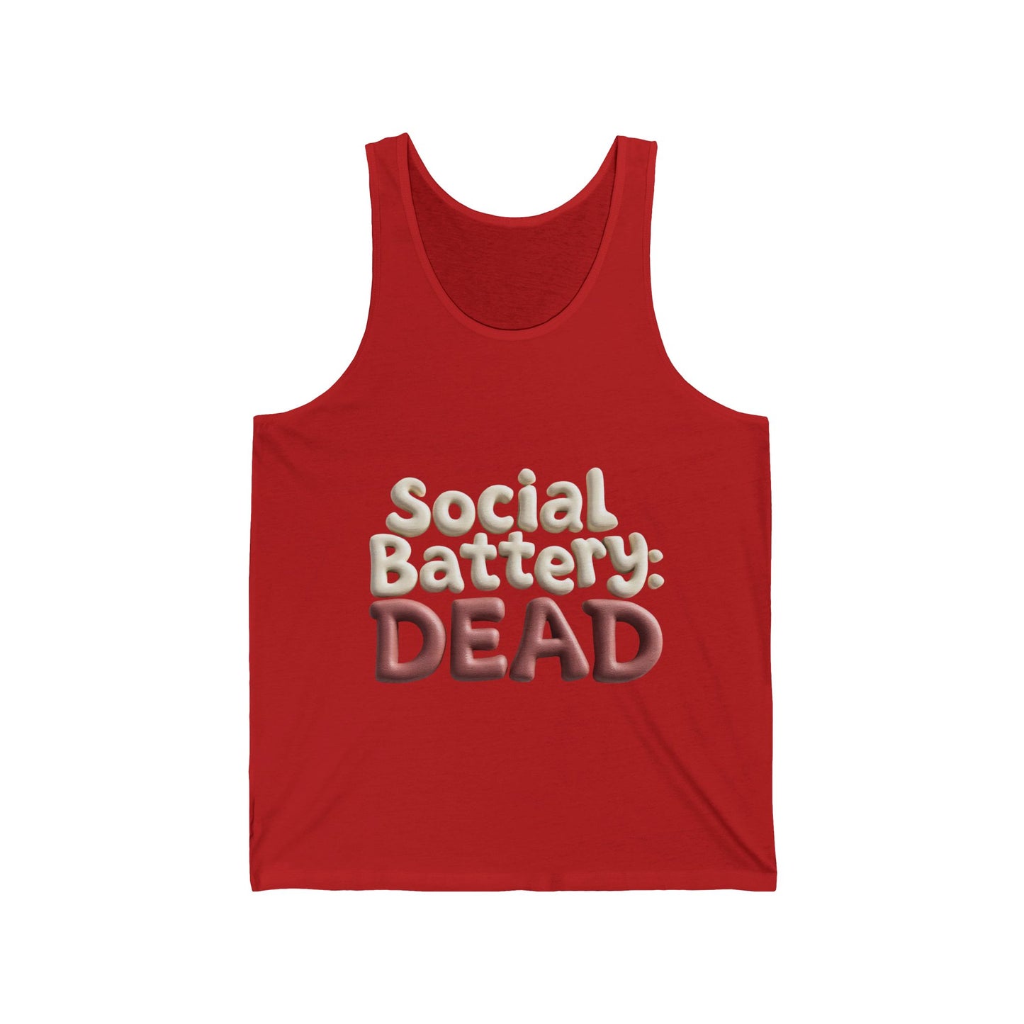 Social Battery: Dead Unisex Jersey Tank, Fun Summer Top, Casual Wear, Gift for Gamers, Relaxing Fit, Mood Shirt, Clothing