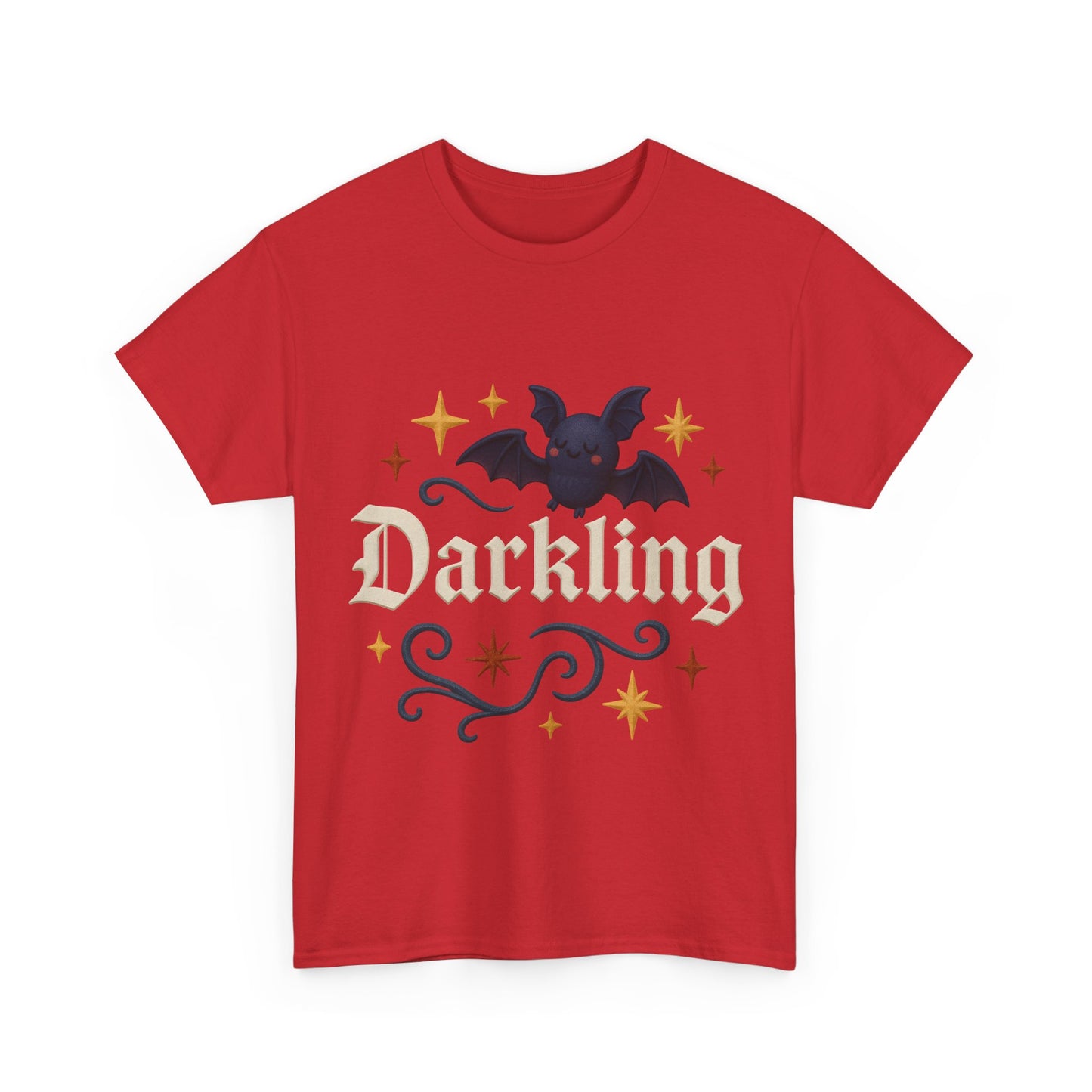 Darkling Bat Graphic Heavy Cotton Tee, Unisex T-Shirt, Gothic Style Tee, Cute Halloween Shirt, Spooky Casual Wear, Clothing