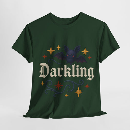 Darkling Bat Graphic Heavy Cotton Tee, Unisex T-Shirt, Gothic Style Tee, Cute Halloween Shirt, Spooky Casual Wear, Clothing
